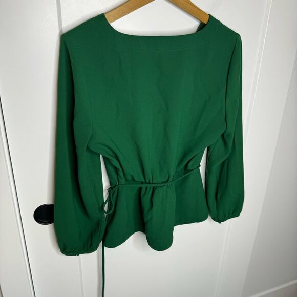 J. Crew Green Wrap Blouse - Picture 8 of 9